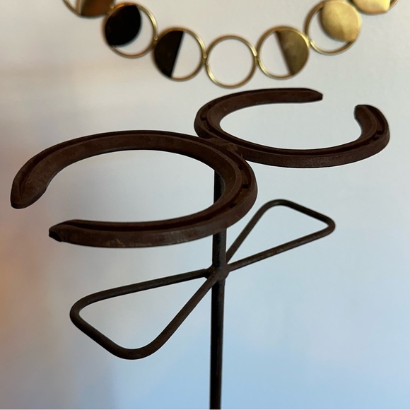 Metal Horse Shoe Umbrella Stand Fireplace Tool Holder Drink Stand Unique Rustic - Picture 7 of 16